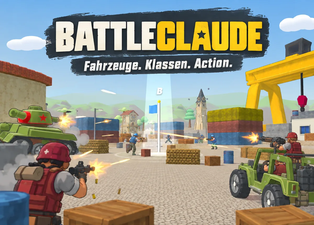 Actionszene: Panzer, Jeep und Soldaten im Gefecht